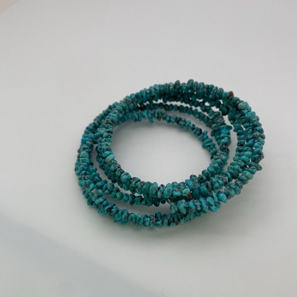 Turquoise and Silver Coil Bracelets - Picture 1 of 5